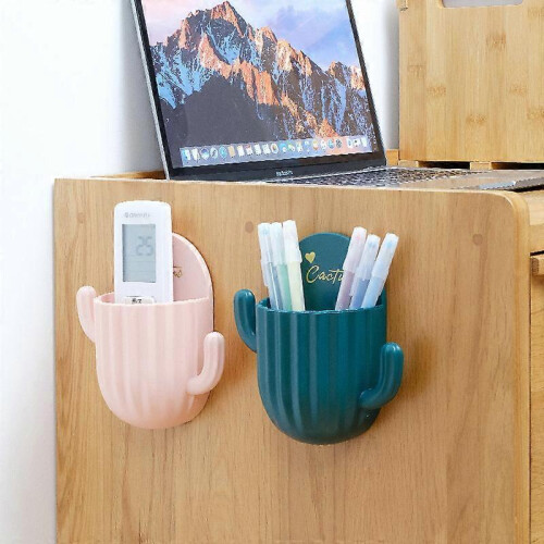 (Pink)Hanging Bathroom Kitchen Utensil Box Toothbrush Storage Rack Wall-mounted Toothbrush Holder