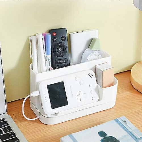 (Blue) Rotating Desktop Rack for Stationery Cosmetics Storage Mobile phone holder