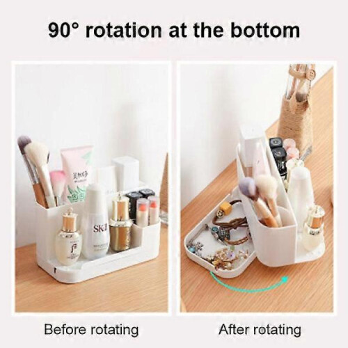 (Blue) Rotating Desktop Rack for Stationery Cosmetics Storage Mobile phone holder 1