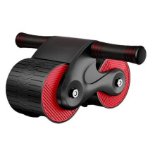 (Red) Automatic Rebound Belly Wheel with Kneeling Pad Arm Muscles Bodybuilding Slimming Tool Workout Equipment