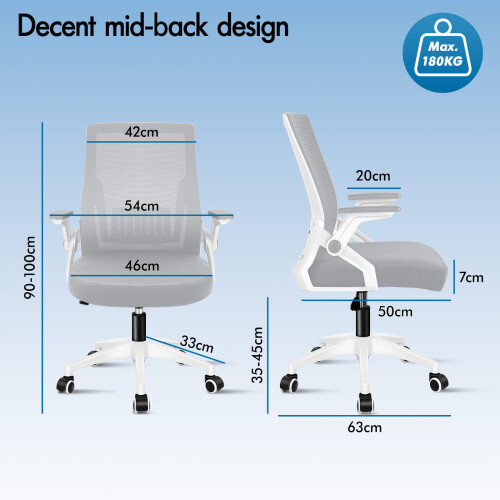 ELFORDSON ELFORDSON Mesh Office Chair Computer Fabric Racing Work Seat 2