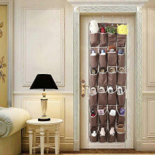 (Black) Over Door Hanging Shoe Rack Shoes Organizer Wall Mounted Shoe Hanging Shelf Multi-layer Household