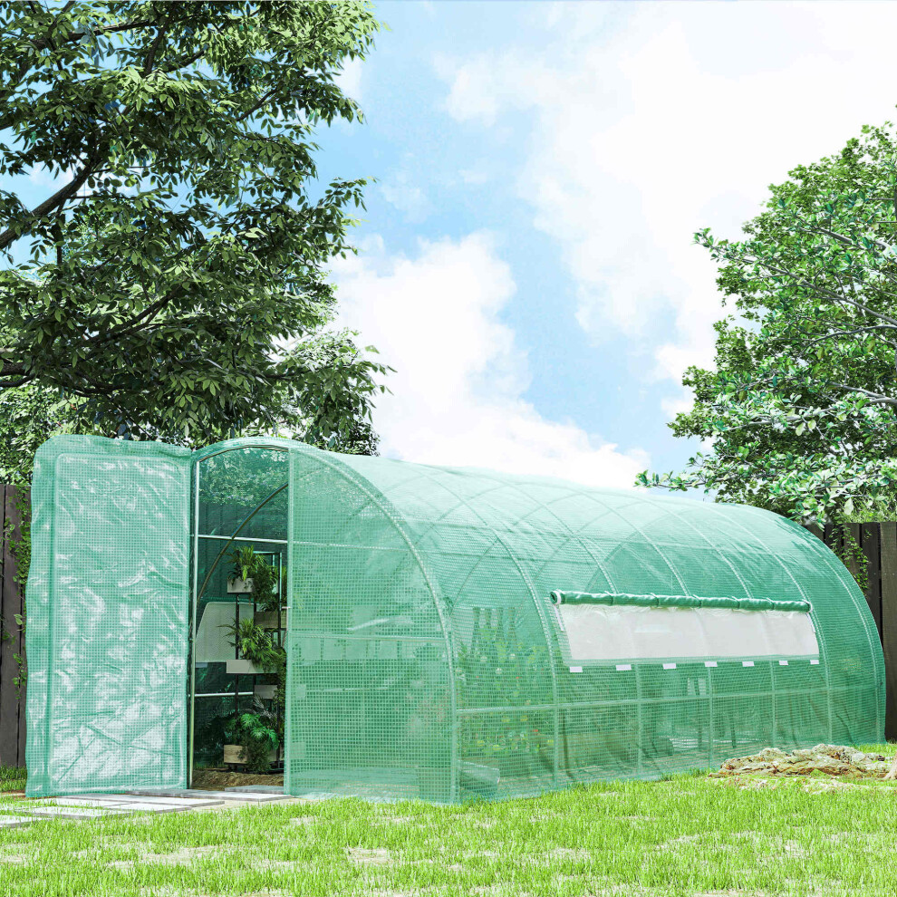 Outsunny 6 x 3M Reinforced Walk-in Polytunnel Garden Greenhouse Steel Frame