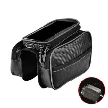 (Black) Bike Phone Mount Holder Handlebar Bag with Touch Screens Cell Phone Bag Holders