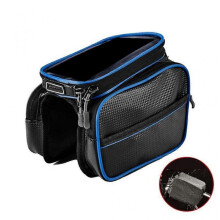 (Blue) Bike Phone Mount Holder Handlebar Bag with Touch Screens Cell Phone Bag Holders