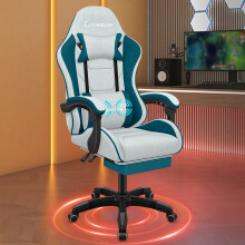 ELFORDSON Gaming Chair Home Office Chair Massage Fabric, Dark Teal