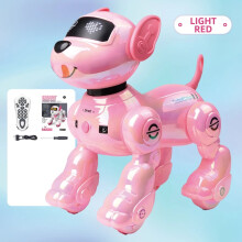 (light red) RC Robot Stunt Dog Painting Voice Control Smart Remote Control Robots Toy Dog Programmable Interactive Dancing Toys for Boy Gift