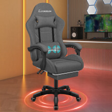 ELFORDSON Gaming Chair Home Office Chair Massage Fabric, Dark Grey