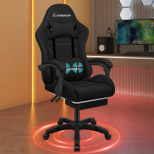 ELFORDSON Gaming Chair Home Office Chair Massage, Fabric, Black