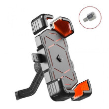 (Mirror mount, Orange) Adjustable Phone Mount Handlebar Phone Clamps 360Rotation Bike Phone Holder