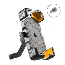(Mirror mount, Yellow) Adjustable Phone Mount Handlebar Phone Clamps 360Rotation Bike Phone Holder
