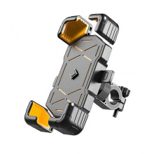 (Handlebar, Yellow) Adjustable Phone Mount Handlebar Phone Clamps 360Rotation Bike Phone Holder