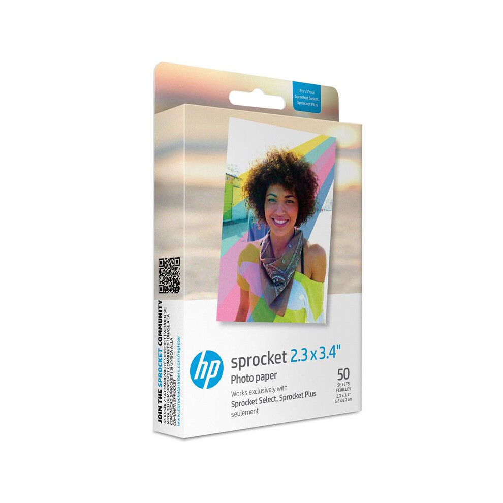 HP Zink 2.3x3.4 Sticky Back Paper for HP Sprocket Select & Sprocket Plus - 50 Pack