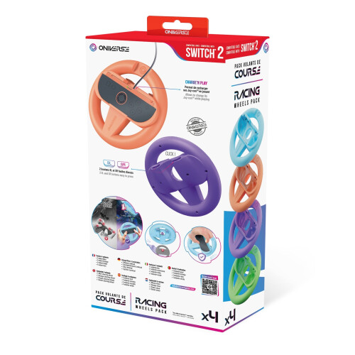 Oniverse Pack of 4 Racing Wheel Controller Holders for Nintendo Switch 2 - Orange/Blue/Purple/Green 1
