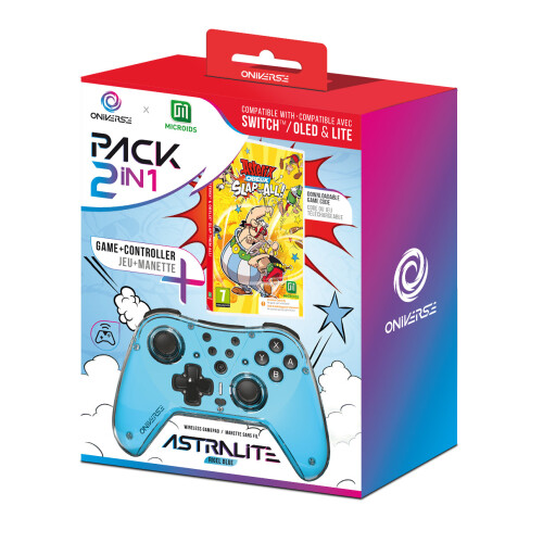 Oniverse Astralite Blue Wireless Bluetooth Controller with Asterix & Obelix Slap Them All! for Nintendo Switch