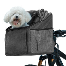 Dog Bike Basket with Handlebar Adapter, Pet Bike Carrier Removable Pet Bicycle Basket Bag for Small Dogs  Cats, 31x27x34cm, Maximum Load Capacity 5kg