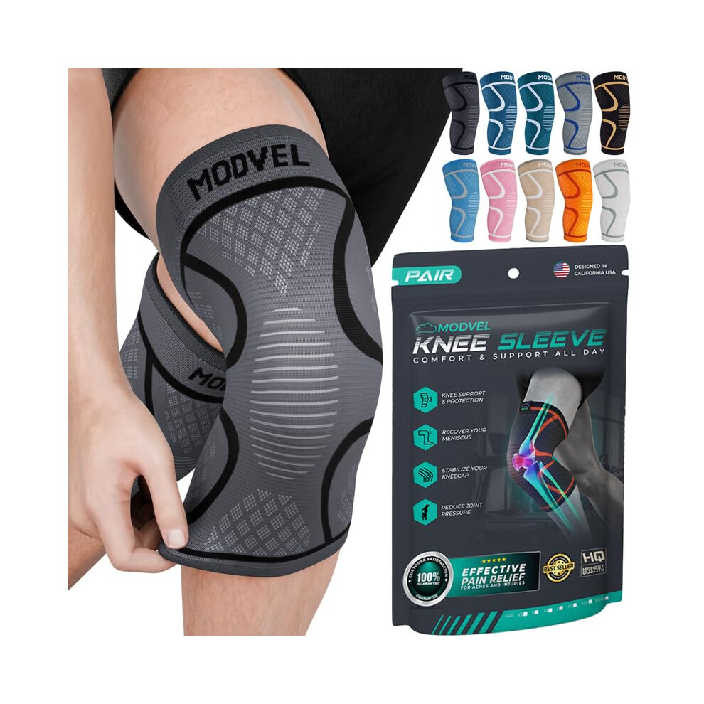 2 Pack Knee Brace for Women & Men - Workout Knees Compression Sleeve for Knee Pain Relief