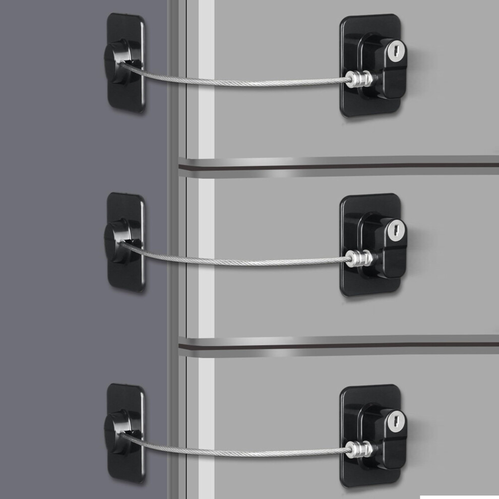 3 Pack Refrigerator Lock with 6 Keys for Kids, Fridge Lock, Child Proof