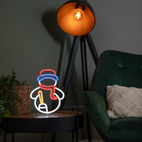 Premier 24cm Light up Christmas Snowman Table Top Neon Sign 1