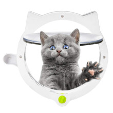 Cat Door, White, 8.4 inches (for Cats), Plastic, Rotating Closure, Suitable for Cats