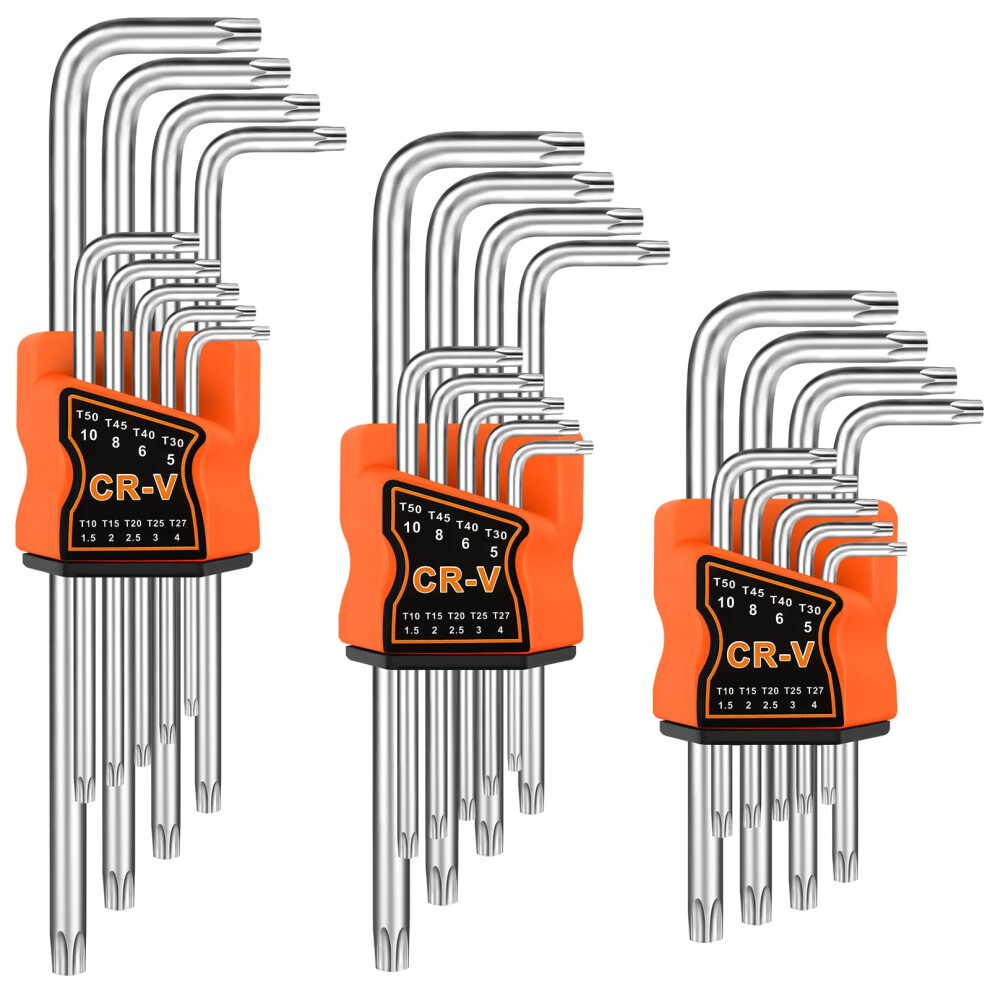 27Pcs Allen Wrench Set Long Arm Sae Metric Torx Star Ball End Hex Key Set 734550896430
