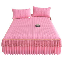 Lace Ruffle Skirt Bedspread Set Queen/Full/King Size Bed 17.7in. Drop Easy Fit Bedskirt