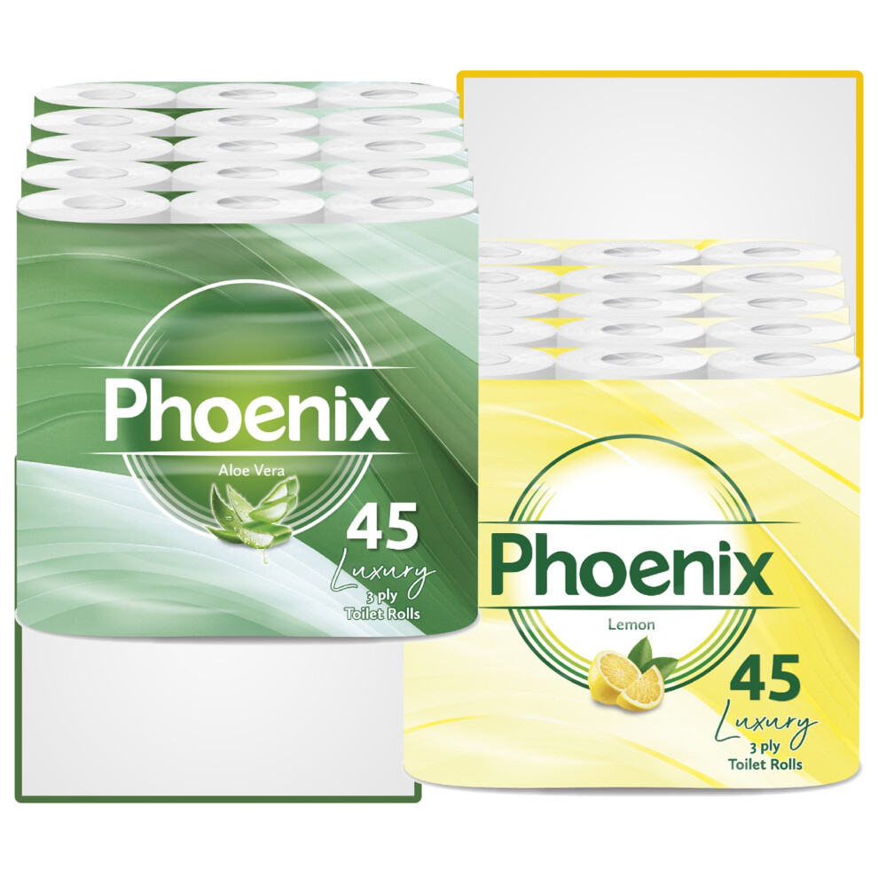 Phoenix 90 Toilet Rolls 3 Ply Bulk Aloe Vera & Lemon Variety Pack