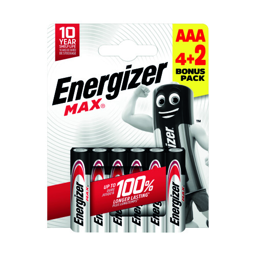 Energizer Energizer Max AAA Battery (4+2) (Pack of 6) E303328200
