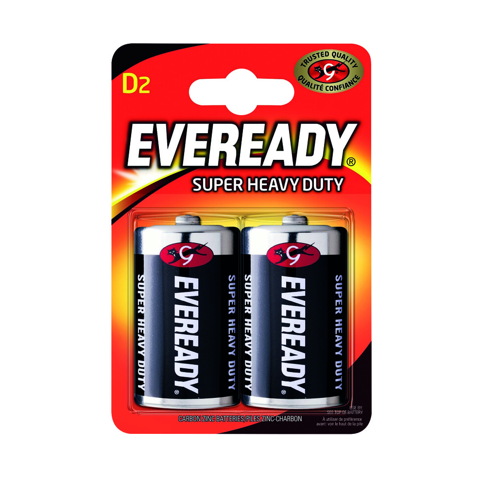 Eveready Super Heavy Duty Size D Batteries (Pack of 2) R20B2UP