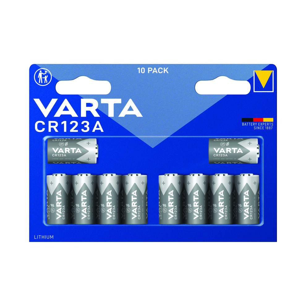 Varta Lithium Battery CR123A/CR17345 3V Cylindrical (Pack of 10) 6205301461