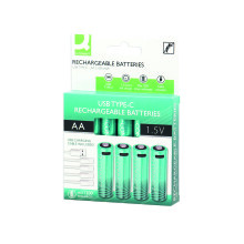 Q-Connect USB C Rechargeable Lithium Batteries Mignon AA (Pack of 4) KF14129