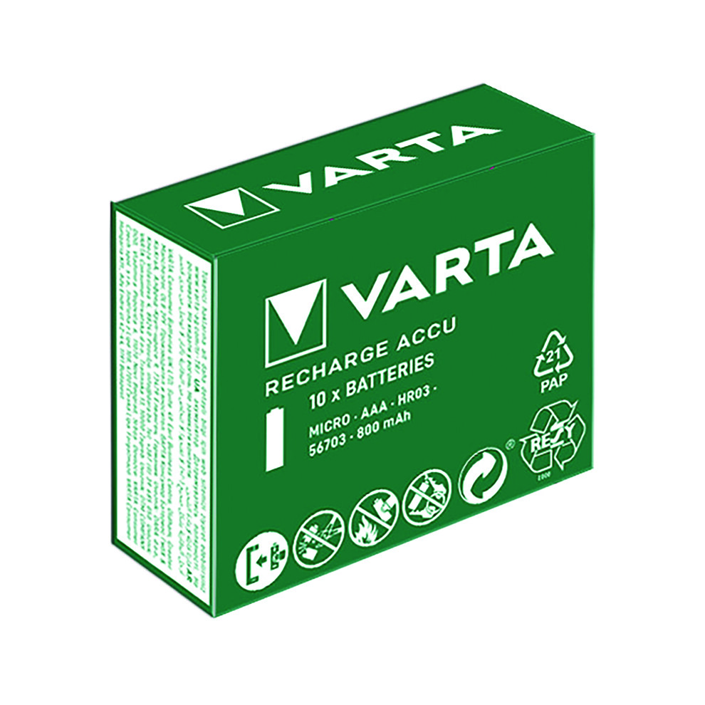 Varta Rechargeable Batteries Aaa 800Mah (Pack Of 10) 56703101111
