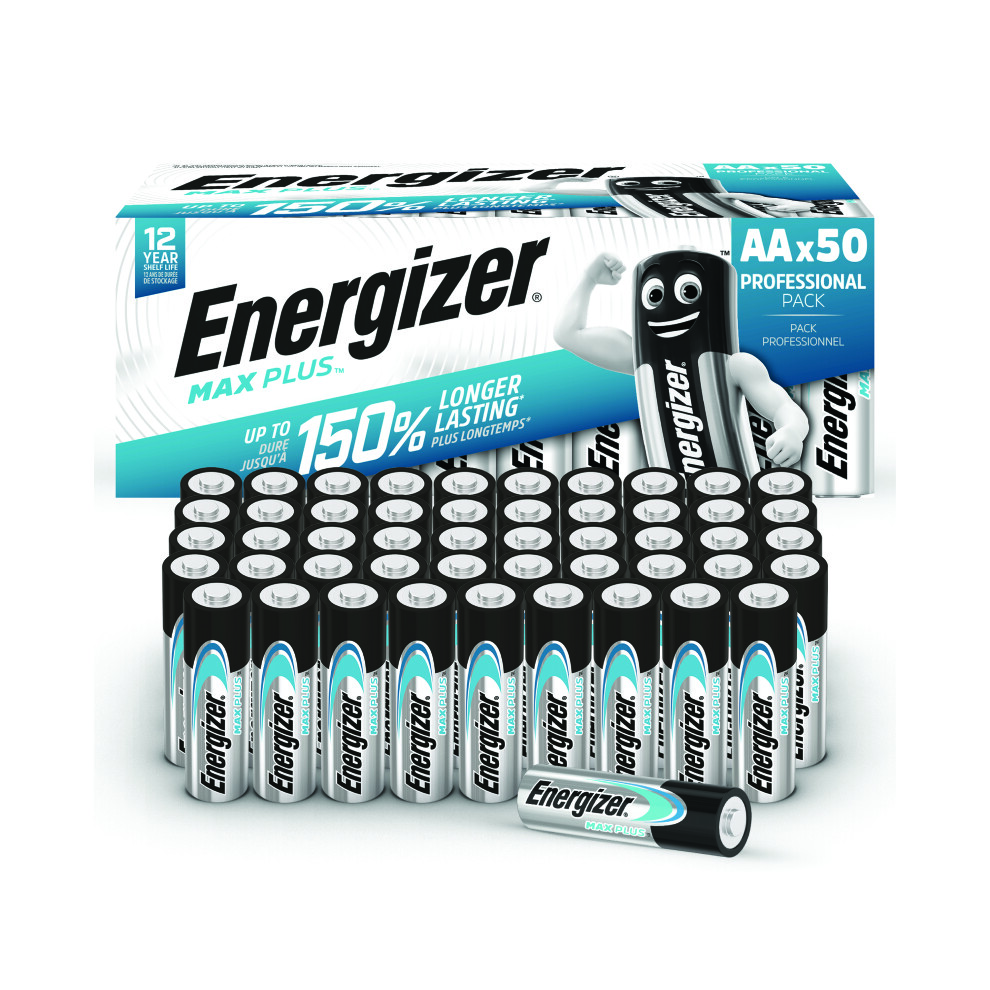 Energizer Max Plus AA Alkaline Batteries (Pack of 50) E303865500