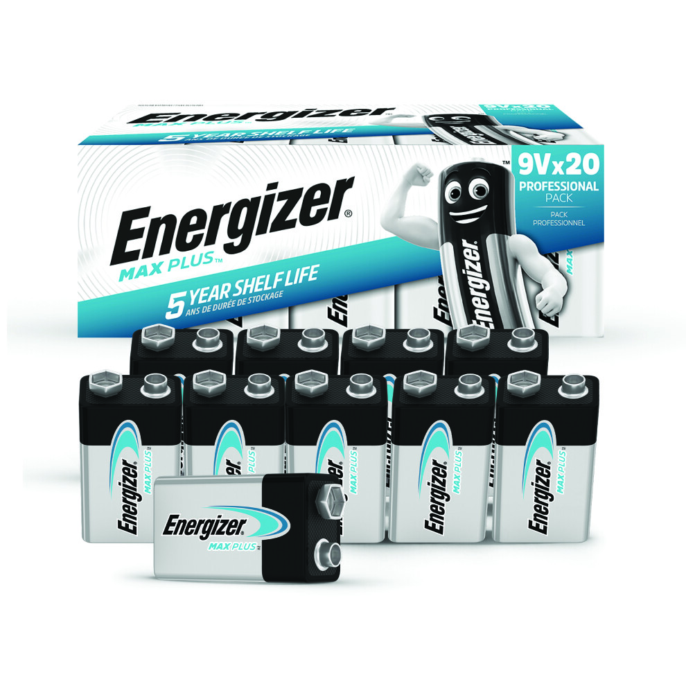 Energizer Max Plus 9V Alkaline Battery (Pack of 20) 423204