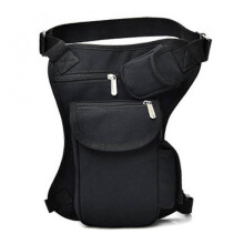 Fashion men's canvas waist bag waist and leg cover wallet motorcycle riding waist bagblack