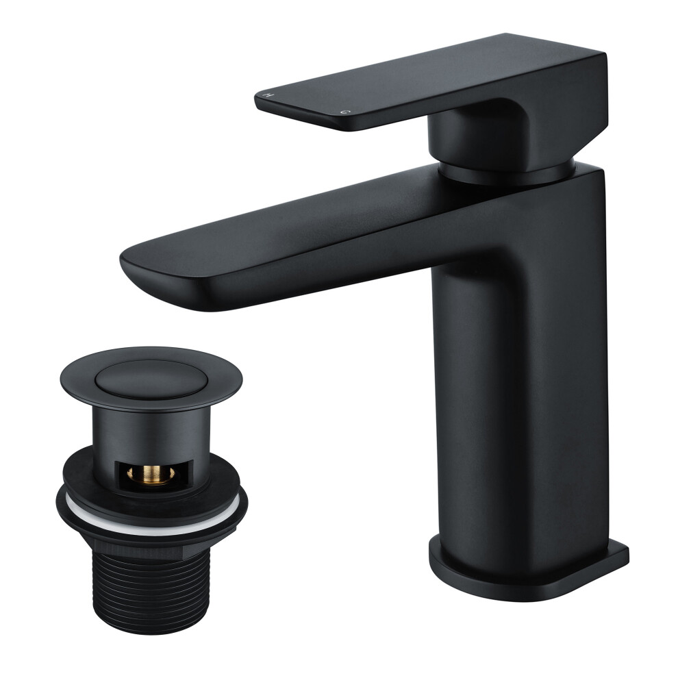 Nes Home Finn Bathroom Basin Mono Mixer Tap & Waste Matte Black