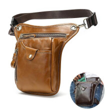 Genuine Leather Men's Belt Bag Fanny Pack Waist Bag Belt Men Leather Bum Bags Money Belt Shoulder Bags for Men Waist Pack(yellow Brown)