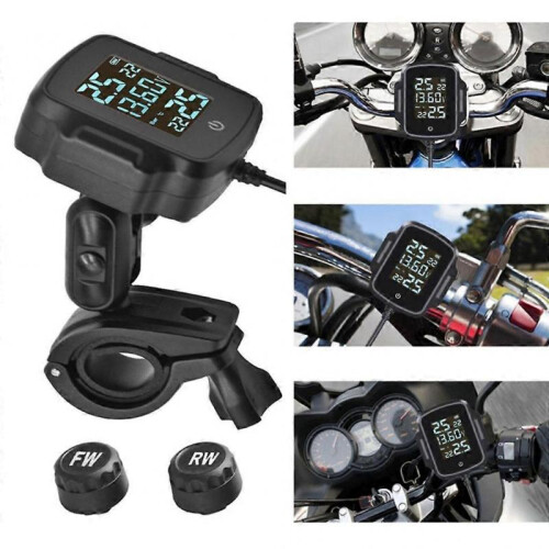 Motorcycle Tire Pressure Monitoring System LCD Display 2 External Sensors 1