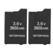 2pcs 3600mah Black 3.6v Slim External Replacement Battery Pack for Sony Psp 2000/3000