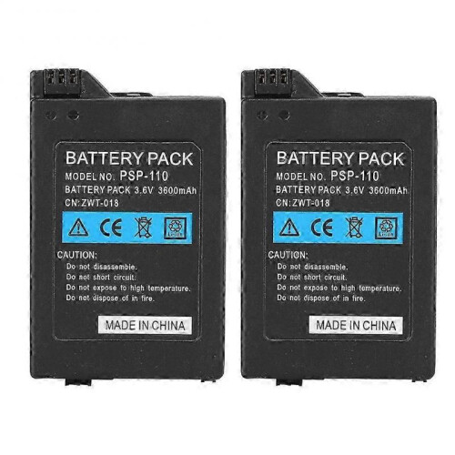 2pcs 3600mah Black 3.6v Slim External Replacement Battery Pack for Sony Psp 2000/3000 1