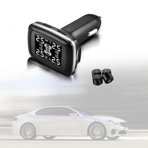 Cigarette-Lighter Wireless TPMS Tire Pressure Monitor 4 External Sensor 0-3.5Bar 1
