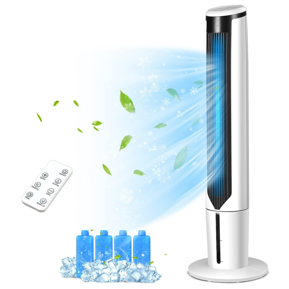3 in 1 Evaporative Air Cooler, 41' Cooling Tower Fan w/ 70Oscillation, 4 Ice Packs-image-OPC-PHYSD58-NEW