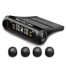 TPMS Wireless Solar Tire Pressure LCD Monitoring System with 4 External Sensor