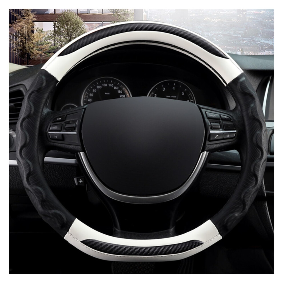 Car Steering Wheel Cover Set Car Steering Wheel Cover D Type Breathable Carbon Fiber Antiwrinkle Car Interior (Color : 2) 165539659683