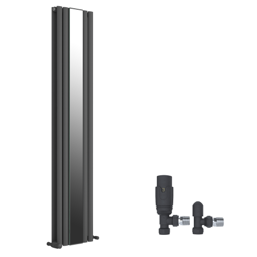 (1800x380mm, Grey) iBathUK Strata Anthracite Double Panel Mirror Radiator , Designer Radiators, Double Panel Radiators