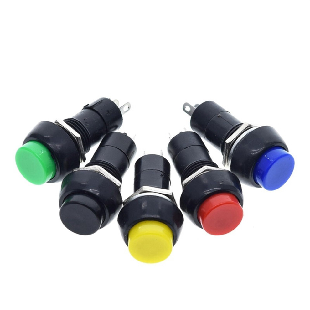 5Pcs Pbs11b 2Pin 12Mm No Lock Selflock On Off Push Button Momentary Switch 3A 150V Black Blue Red Green Yellow(Red) 354398636793