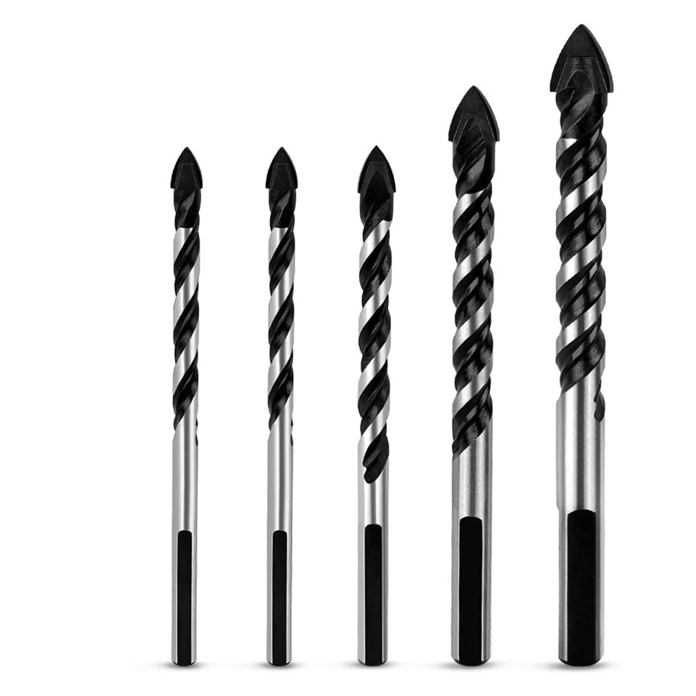 For 5 Pcs Multimaterial Drill Bit Set For Tile,Concrete Brick Glass Plastic And Wood Tungsten Carbide Tip For Wall Ceramic Tile On Drill Bits 481867359188