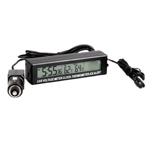 Essential Car Thermometer Clock with Voltage Meter Reliable Automotive Tool