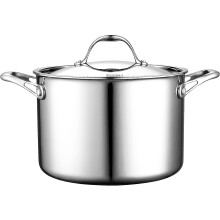 Stainless Steel Stockpot 8Quart, MultiPly Full Clad Cooking Stock Pot with Lid, Dishwasher Safe, Oven Safe 500F, Silver