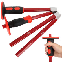 4PCS Masonry Chisel Set 12 Inch, 2 PCS Flat Head 2 PCS Pointed Head Concrete Stone Demolishing, Carving, Splitting, Breaking